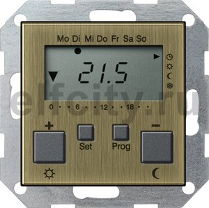 Термостат для электрического подогрева пола 230 В~ 8А , с таймером, функцией охлаждения и выносным датчиком, бронза