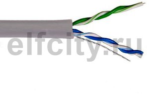 ITK Кабель связи витая пара U/UTP, кат.5E 2х2х24AWG solid, PVC, 500м, серый