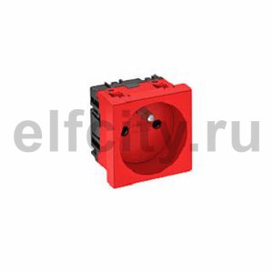 Розетка одинарная 0° франц. стандарт 250 В, 16A (красный)