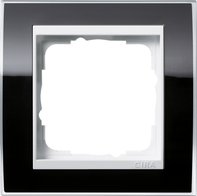 Рамка 1 пост, пластик прозрачный черный-глянц.белый