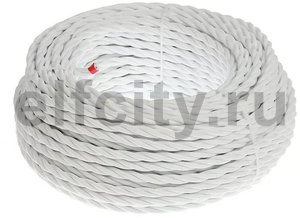 Ретро кабель 3х1.5 плетеный, в двойной ПВХ изоляции с пламегасительным наполнителем, покрыт антигорючими нитеевыми волокнами, в упаковке 50м, коричневый
