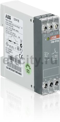 Реле контроля напряжения CM-PVE (контроль 1,3 фаз) (контроль Umin/max с нейтралью L-N 185..265В AC ) 1НО контакт