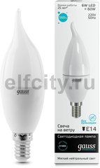 Лампа Gauss LED Elementary Candle Tailed 6W E14 4100K 1/10/50