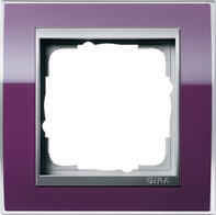 Рамка 1 пост, пластик прозрачный темно-фиолетовый-алюминий