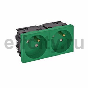 Розетка двойная 33° Modul45connect, франц. стандарт, 250 В, 16A (зеленый)