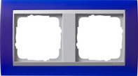 Рамка 2 поста, для горизонтального/вертикального монтажа, пластик матово-синий/алюминий