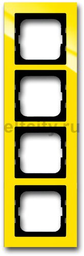 Рамка 4 поста, для горизонтального/вертикального монтажа, пластик желтый глянцевый