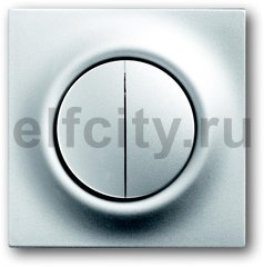 Выключатель, переключатель двухклавишный с подсветкой, (вкл/выкл с 1-го и 2-х мест) 10 А / 250 В, серебристый алюминий