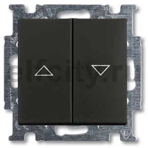Выключатель управления жалюзи кнопочный, 10 А / 250 В, шато-черный