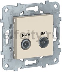 Unica New Розетка R-TV/SAT, проходная, беж.