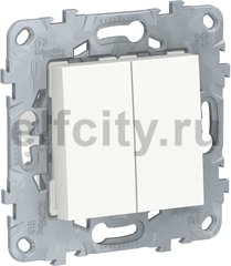Unica New Переключатель 2-клав., 2 х сх. 6, 10 A, 250 В, белый