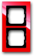Рамка 2 поста, для горизонтального/вертикального монтажа, пластик красный глянцевый