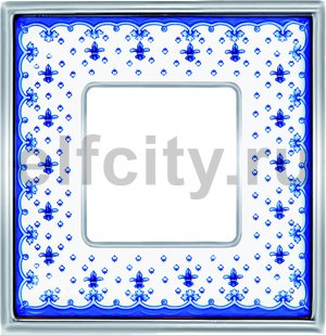 Рамка 1 пост, голубая лилия/блестящий хром