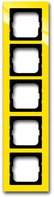 Рамка 5 постов, для горизонтального/вертикального монтажа, пластик желтый глянцевый