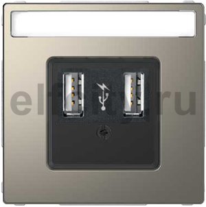Зарядное USB устройство , 2,1А (2*1,05), никель