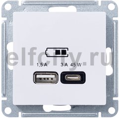 ATLASDESIGN USB РОЗЕТКА A + тип-C 45Вт высокоскор.заряд. QC, PD, механизм, ЛОТОС