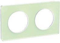 Рамка 2 поста, для горизонтального/ вертикального монтажа, зеленый лед/белая