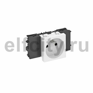 Розетка одинарная 0° Modul45connect франц. стандарт, 250 В, 16A (белый)