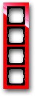 Рамка 4 поста, для горизонтального/вертикального монтажа, пластик красный глянцевый