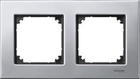 Рамка 2 поста, для горизонтального/ вертикального монтажа, металл платина-серебро