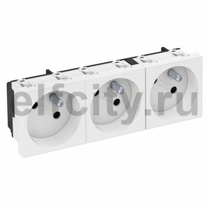 Розетка тройная 33° франц. стандарт, 250 В, 16A (белый)
