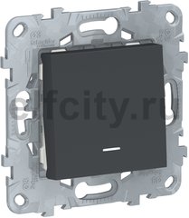 Unica New Выключатель 1-клав., с подсветкой, сх. 1а, антрацит