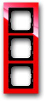 Рамка 3 поста, для горизонтального/вертикального монтажа, пластик красный глянцевый