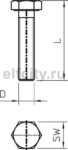 Болт с шестигранной головкой M10x45mm