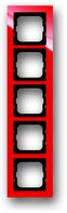 Рамка 5 постов, для горизонтального/вертикального монтажа, пластик красный глянцевый