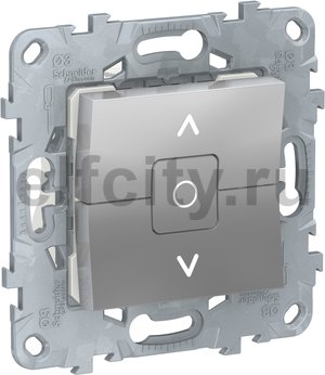 Unica New Выключатель2-клав., для жалюзи, с фиксацией, сх. 4, алюм.
