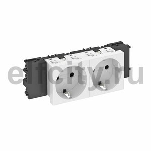 Розетка двойная 0° Modul45connect с з/к, 250 В, 16A (белый)