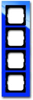 Рамка 4 поста, для горизонтального/вертикального монтажа, пластик синий глянцевый