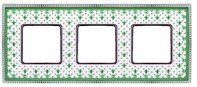 Рамка 3 поста для горизонтального и вертикального монтажа - New Belle Epoque Porcelain, цвет: зеленый, светлый хром