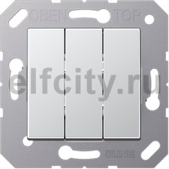 Выключатель, переключатель 3-х клавишний, (вкл/выкл с 1-го и 2-х мест) 10 А / 250 В, пластик под алюминий