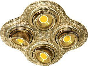 FD1016SOB Поворотный точечный светильник из латуни на 4 лампы, блестящее золото