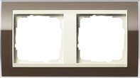 Рамка 2 поста, для горизонтального/вертикального монтажа, пластик прозрачный коричневый-кремовый глянец