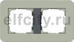 Рамка 2 поста, для горизонтального/вертикального монтажа, Soft-Touch серо-зеленый/антрацит