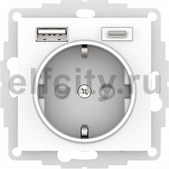 SE AtlasDesign Белый Розетка 16А с USB A+C (5В/2,4А/3 А, 2х5В/1,5А), мех