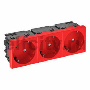 Розетка тройная 33° Modul45connect, с з/к, 250 В, 16A (красный)
