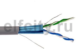 ITK Кабель связи витая пара F/UTP, кат.5E 2х2х24AWG solid, PVC, 500м, серый