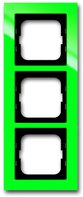 Рамка 3 поста, для горизонтального/вертикального монтажа, пластик зеленый глянцевый