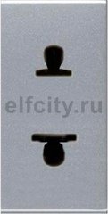 Розетка стандартная смешанная в сборе без заземления, 16А / 250В, серия Zenit, цвет серебристый