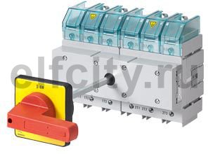 ГЛАВНЫЙ КОНТРОЛЬНЫЙ ВЫКЛЮЧАТЕЛЬ 3-ПОЛЮСА FRO FLOOR MOUNTING W. DOOR-COUPLING ROTARY OPERATING MECHANISM 6-ПОЛЮСА IU=250A P/AC-23A AT 400V=132KW OPERATOR CONTROL ELEMENT RED/ YELLOW FRONT/FOUR-HOLE MOUNTING