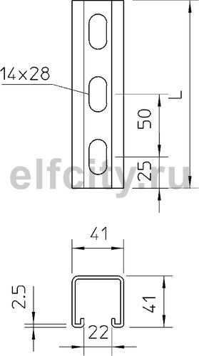 Монтажная рейка 200x41x41