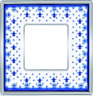 Рамка 1 пост, голубая лилия/блестящий хром
