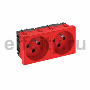Розетка двойная 0° с кодом, 250 В, 16A (красный)