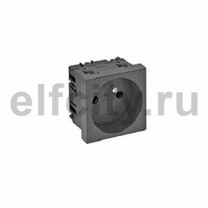 Розетка одинарная 0° франц. стандарт 250 В, 16A (черный)