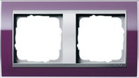 Рамка 2 поста, для горизонтального/вертикального монтажа, пластик прозрачный темно-фиолетовый-алюминий