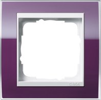 Рамка 1 пост, пластик прозрачный темно-фиолетовый-глянец белый