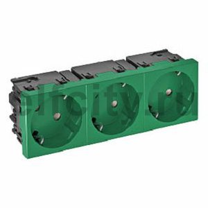 Розетка тройная 33° Modul45connect, с з/к, 250 В, 16A (зеленый)